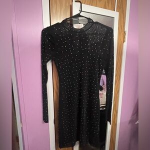 Mesh rhinestone black fitted party cocktail dress